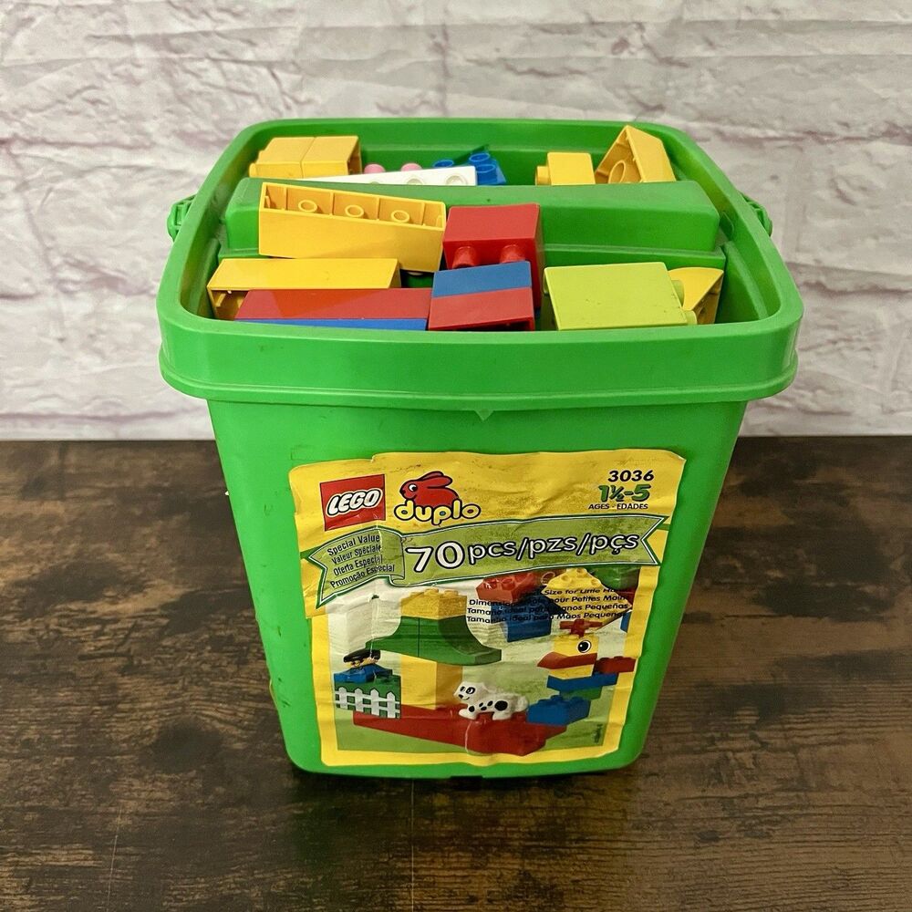 Vintage LEGO DUPLO Bulk Lot 3 lbs Mixed Blocks Multi Color w/ Bin No Lid